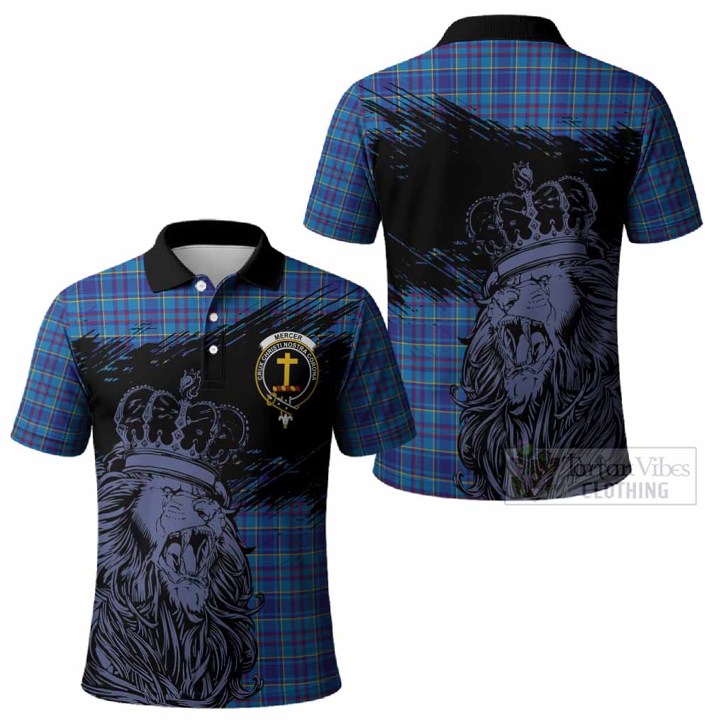 Mercer Tartan Crest Polo Shirt Crowned Lion Heritage Style