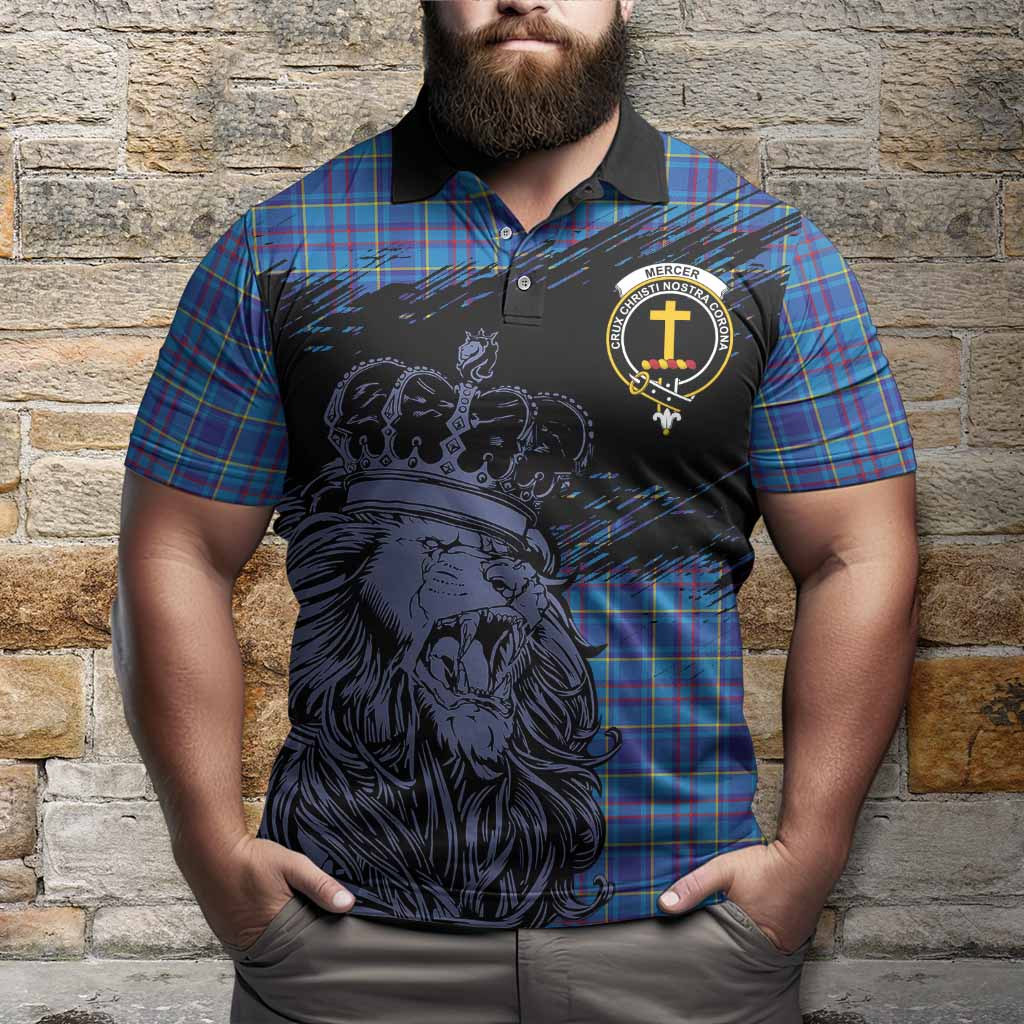 Mercer Tartan Crest Polo Shirt Crowned Lion Heritage Style