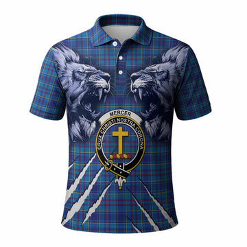 Mercer Tartan Crest Polo Shirt Ferocious Lion Style
