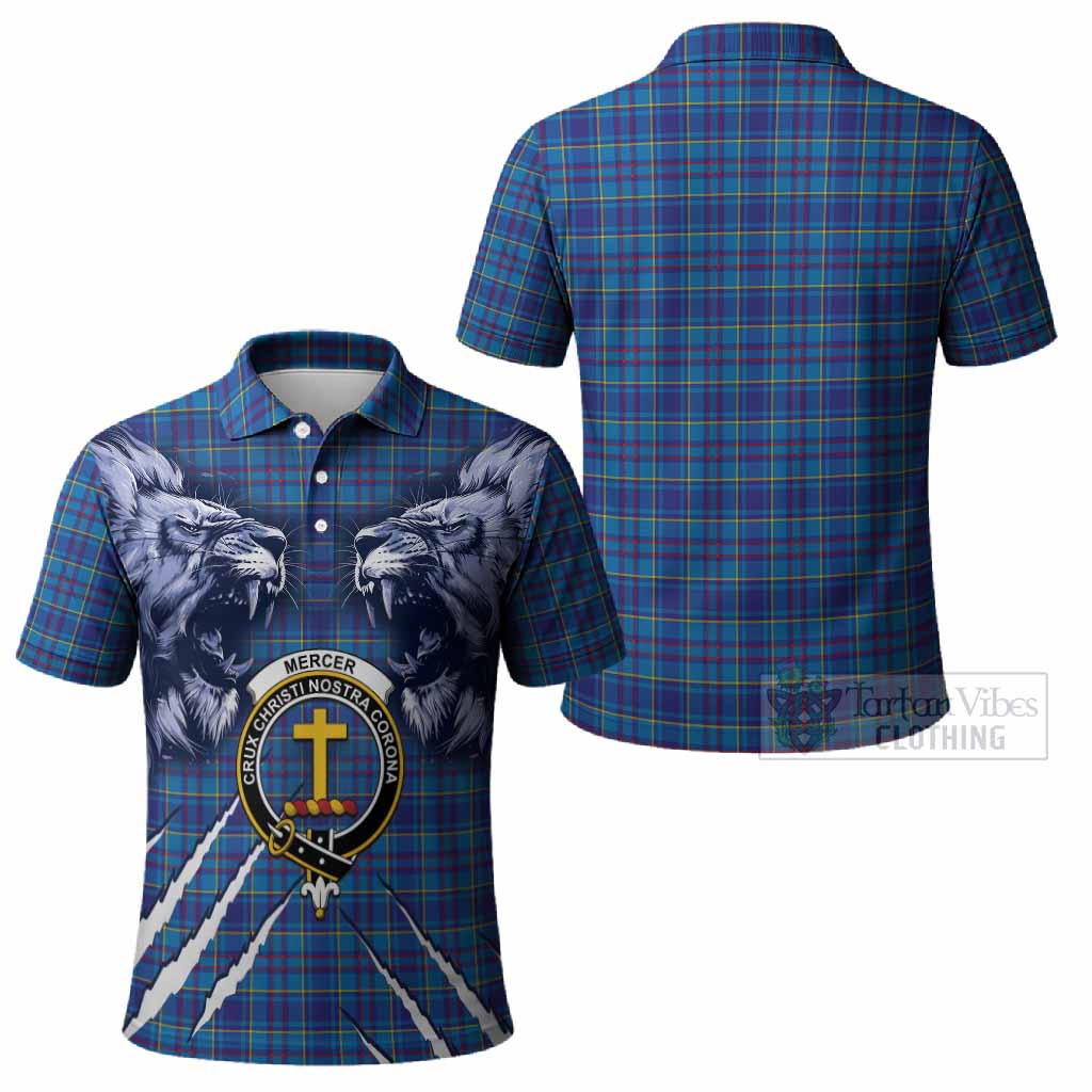 Mercer Tartan Crest Polo Shirt Ferocious Lion Style