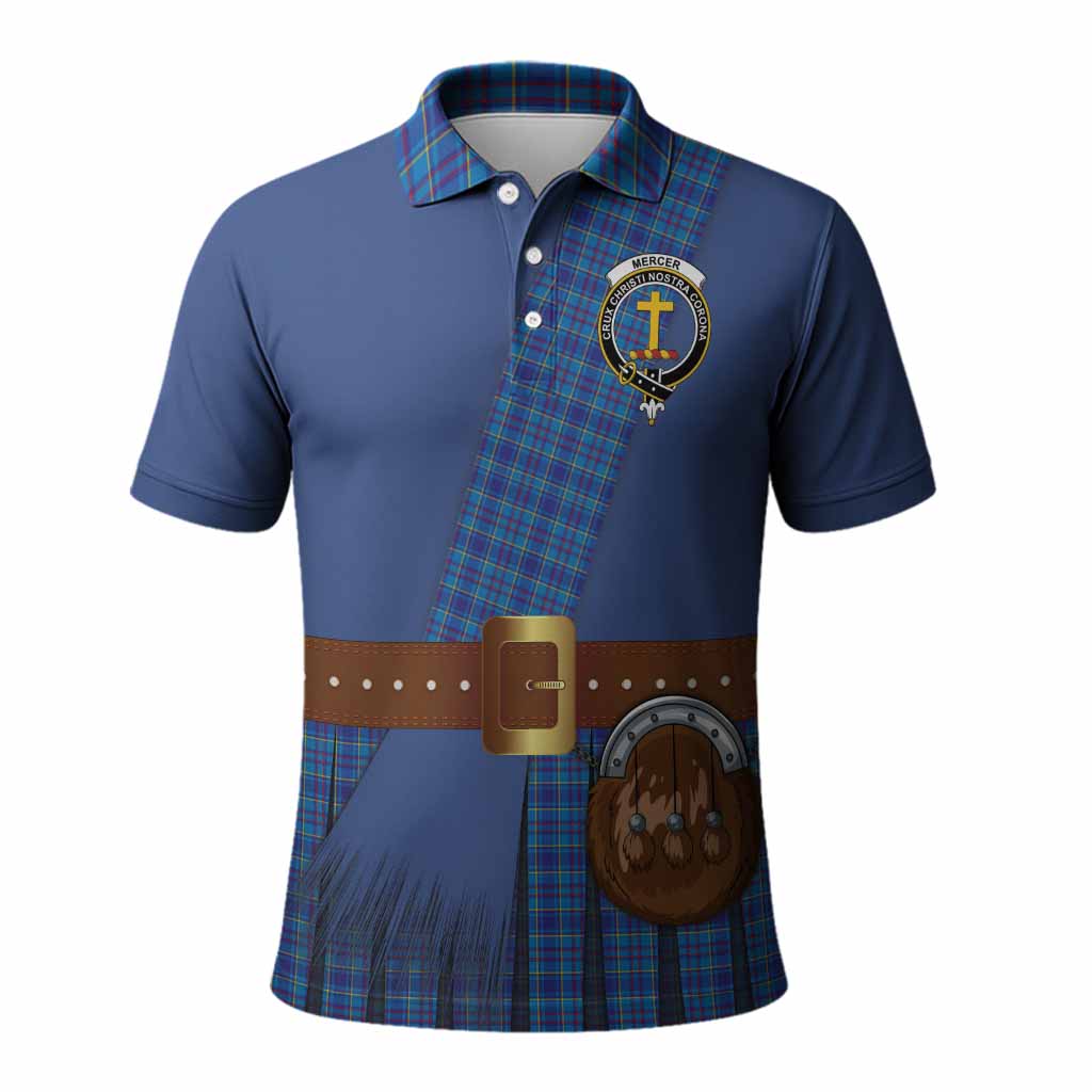 Mercer Tartan Crest Polo Shirt Kilt Costume Style