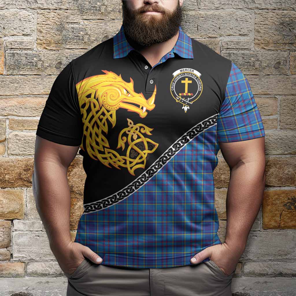Mercer Tartan Crest Polo Shirt Legendary Dragon Knot Half Style