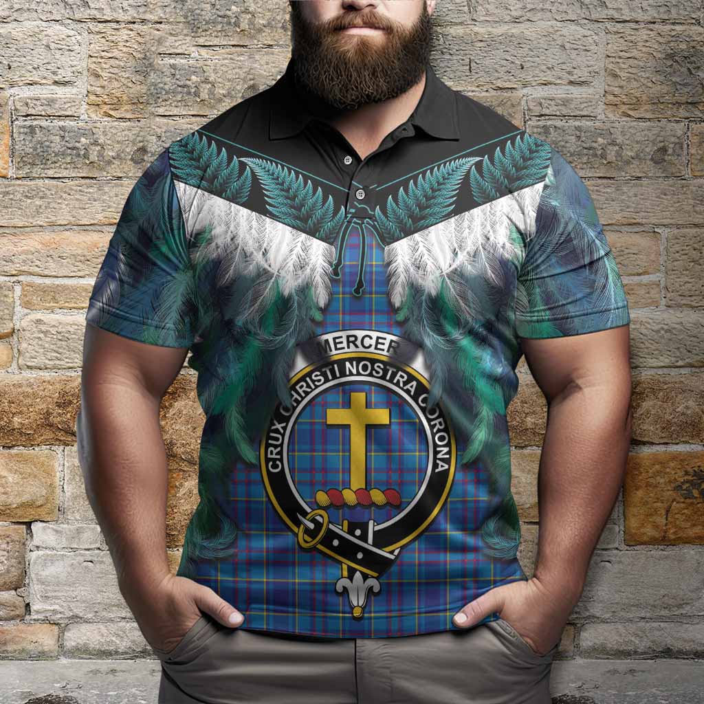 Mercer Tartan Crest Polo Shirt New Zealand Maori Korowai Cloak