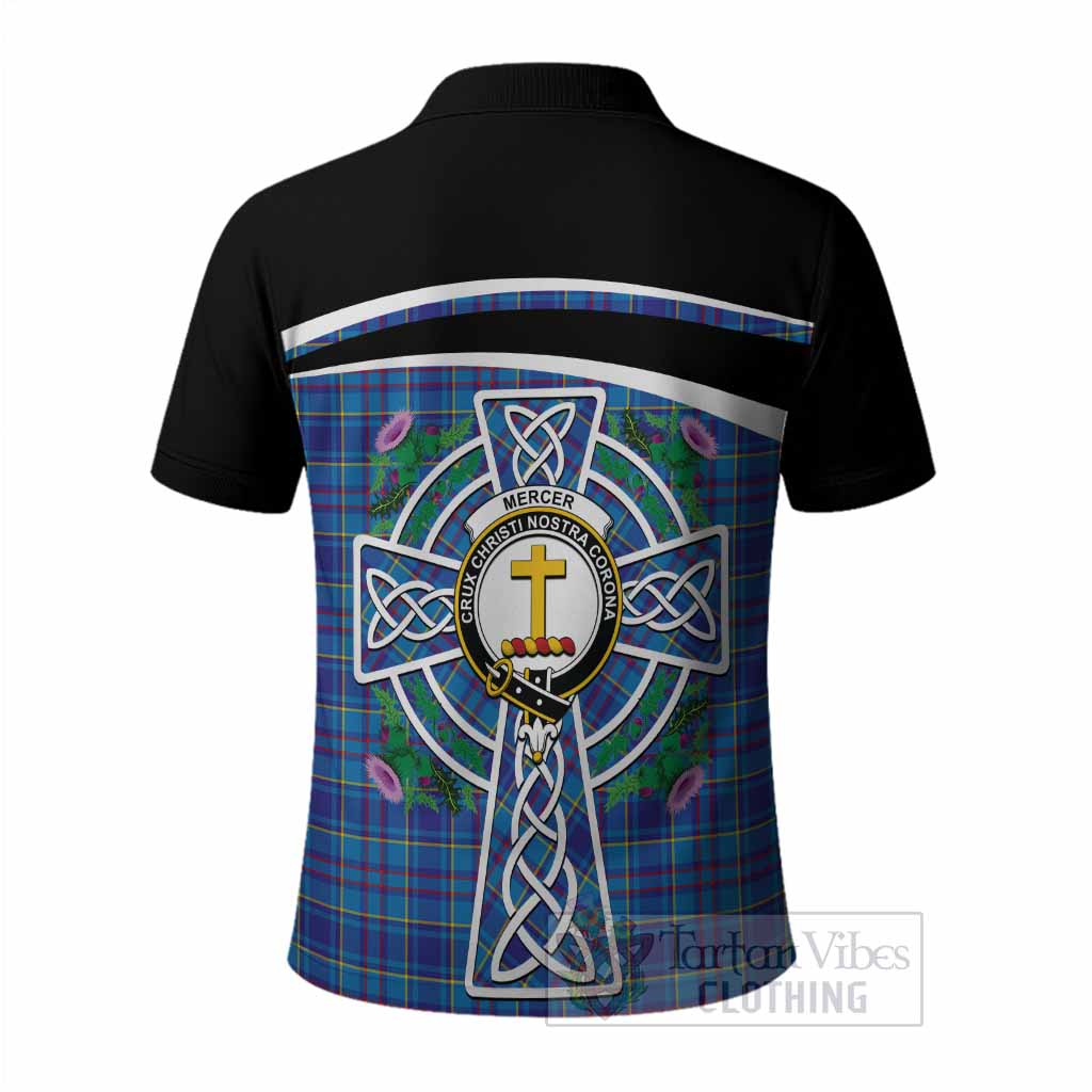 Mercer Tartan Crest Polo Shirt Scottish Thistle Celtic Cross Alba Gu Brath
