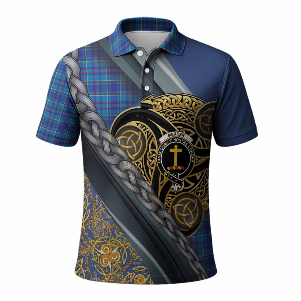Mercer Tartan Crest Polo Shirt Scottish Triskele Celtic