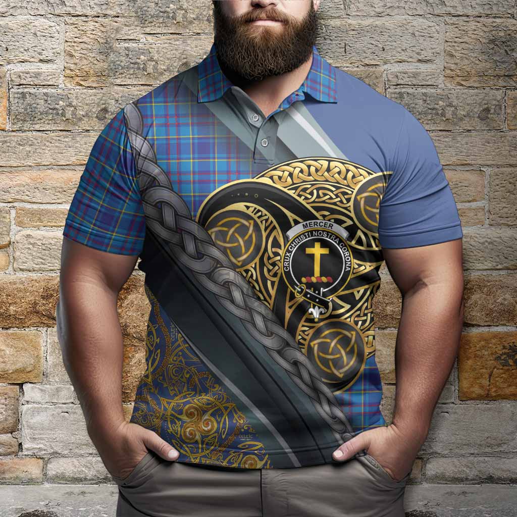 Mercer Tartan Crest Polo Shirt Scottish Triskele Celtic