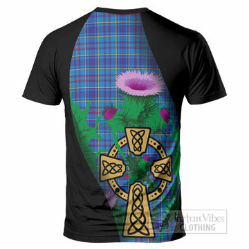 Mercer Tartan Crest T-Shirt Celtic Cross Thistle Flowers