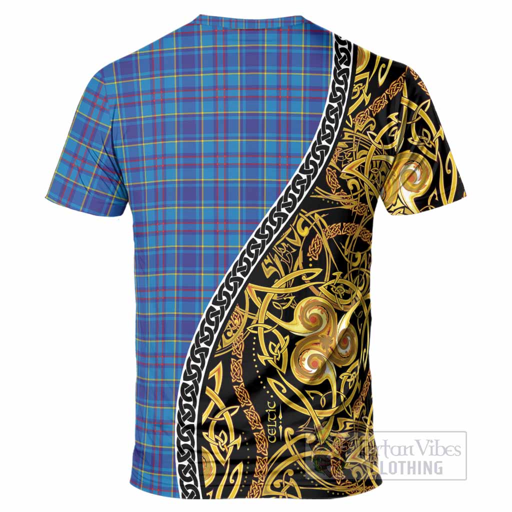 Mercer Tartan Crest T-Shirt Celtic Knot and Triple Trickle Spiral Symbols