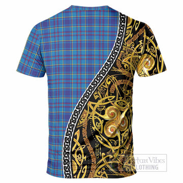 Mercer Tartan Crest T-Shirt Celtic Knot and Triple Trickle Spiral Symbols
