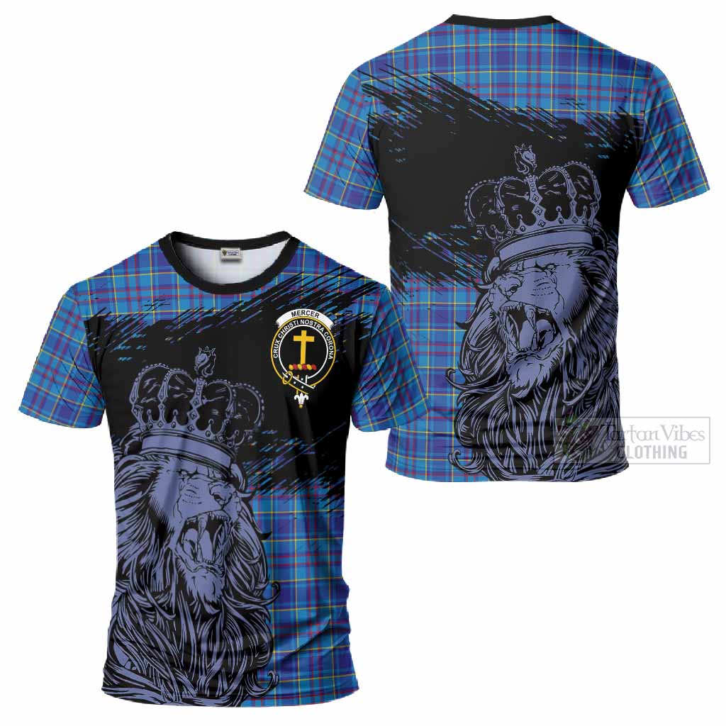 Mercer Tartan Crest T-Shirt Crowned Lion Heritage Style