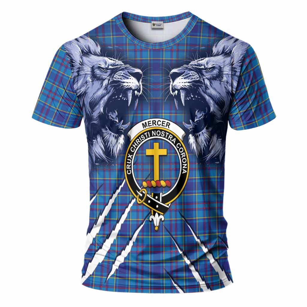 Mercer Tartan Crest T-Shirt Ferocious Lion Style