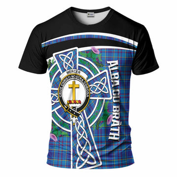 Mercer Tartan Crest T-Shirt Scottish Thistle Celtic Cross Alba Gu Brath