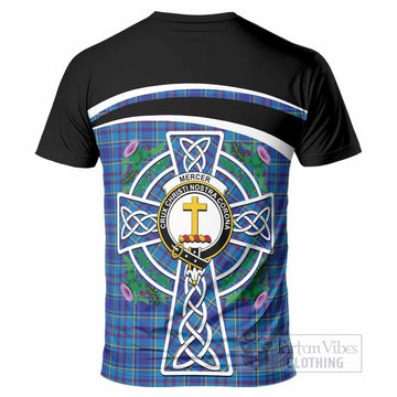 Mercer Tartan Crest T-Shirt Scottish Thistle Celtic Cross Alba Gu Brath