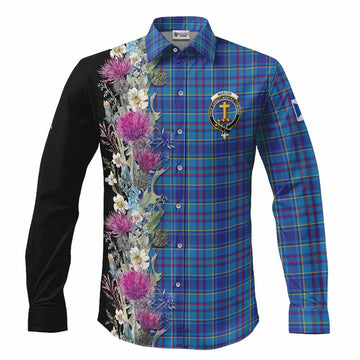 Mercer Tartan Crest Thistle Floral Long Sleeve Button Shirts