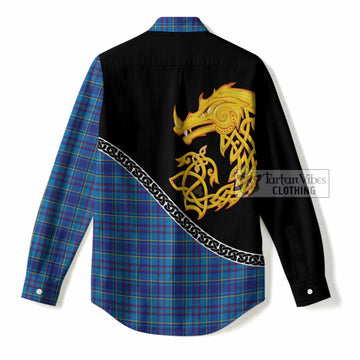 Mercer Tartan Crest Women Casual Shirt Legendary Dragon Knot Half Style