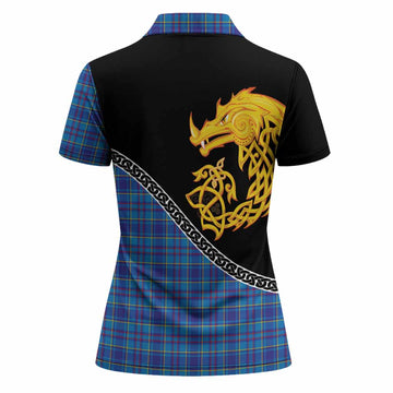Mercer Tartan Crest Women Polo Shirt Legendary Dragon Knot Half Style