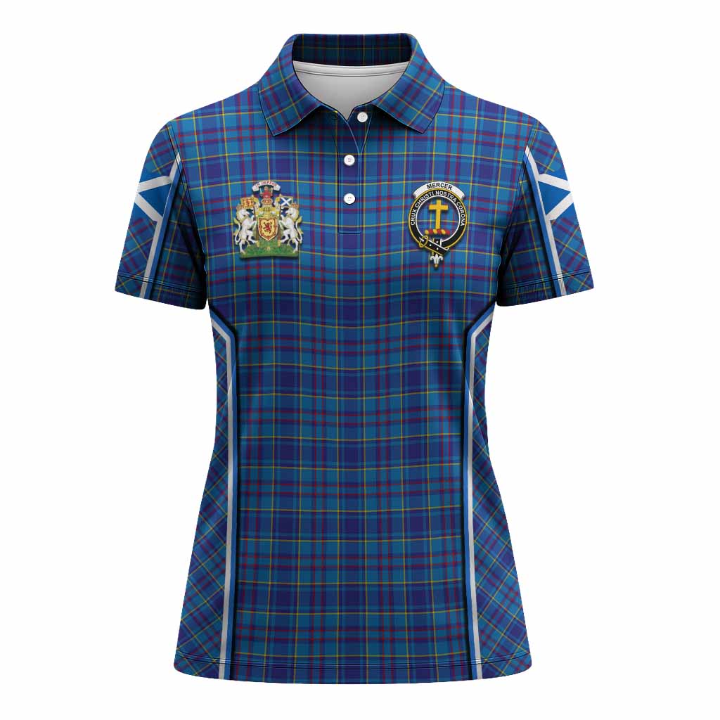 Mercer Tartan Crest Women's Polo Shirt Scotland Coat of Arm Flag Style - Tartan Vibes Clothing