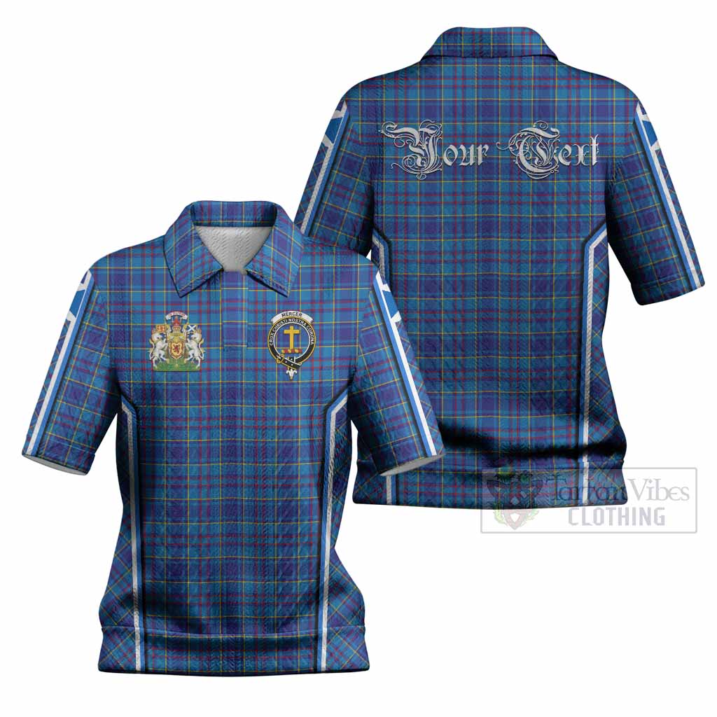 Mercer Tartan Crest Women’s Polo Sweater Top Scotland Coat of Arm Flag Style