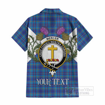 Mercer Tartan Family Crest Cotton Hawaiian Shirt Scottish Burns Night Thistle Floral
