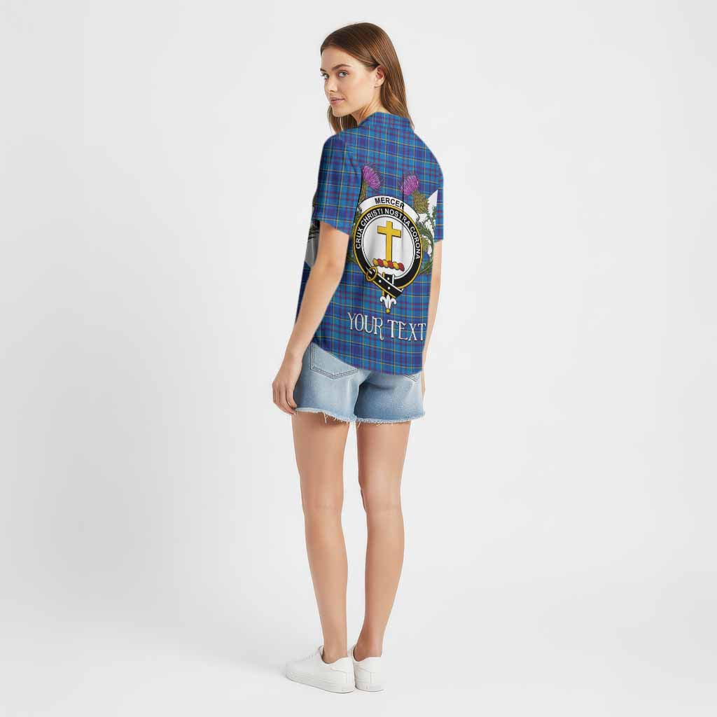 Mercer Tartan Family Crest Cotton Hawaiian Shirt Scottish Burns Night Thistle Floral