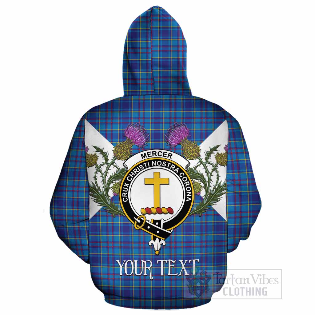 Mercer Tartan Family Crest Cotton Hoodie Scottish Burns Night Thistle Floral