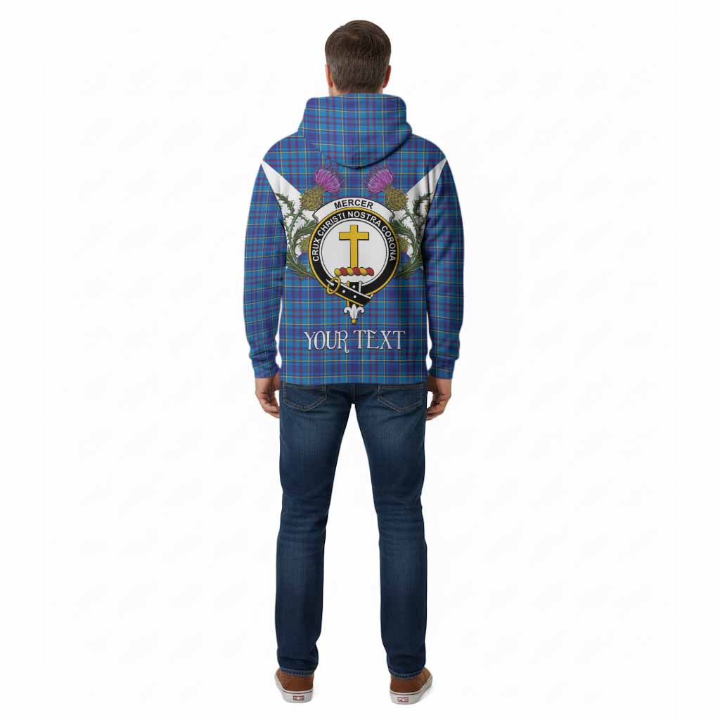 Mercer Tartan Family Crest Cotton Hoodie Scottish Burns Night Thistle Floral