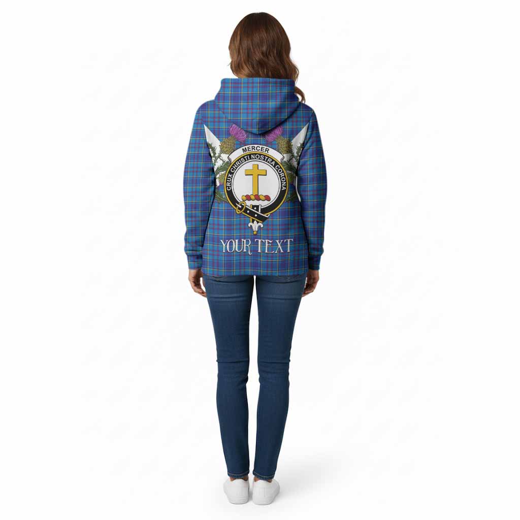 Mercer Tartan Family Crest Cotton Hoodie Scottish Burns Night Thistle Floral