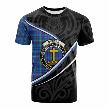 Mercer Tartan Family Crest Cotton T-shirt Celtic Scottish Thistle Floral - Tartan Vibes Clothing