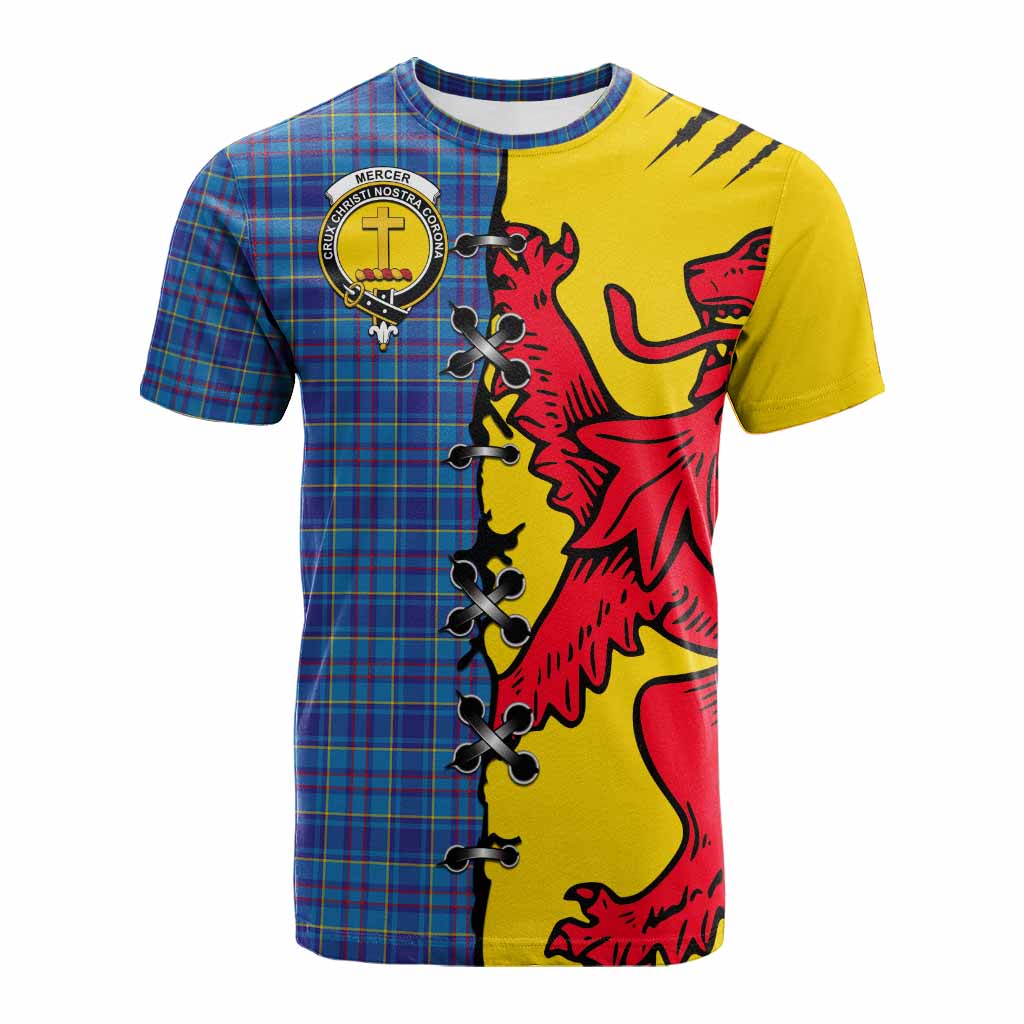 Mercer Tartan Family Crest Cotton T-shirt Lion Rampant Honor - Tartan Vibes Clothing