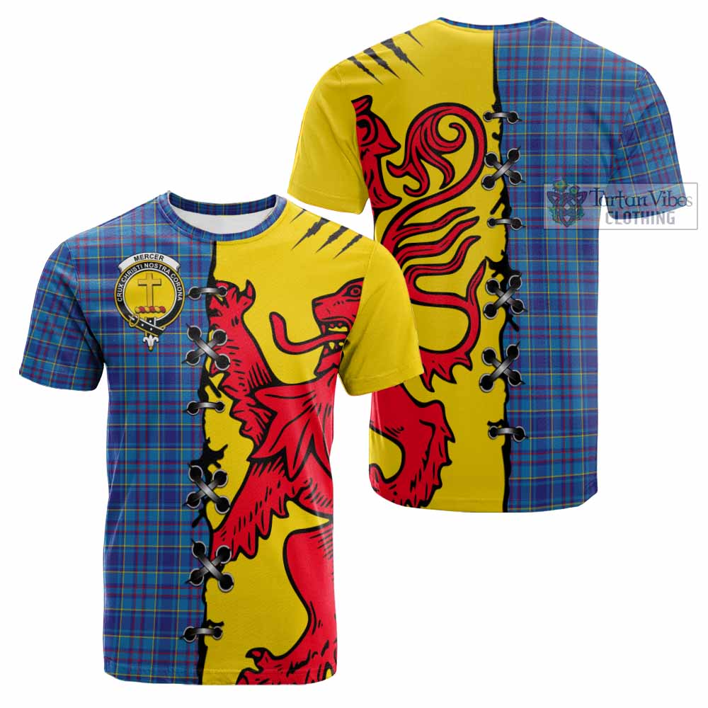 Mercer Tartan Family Crest Cotton T-shirt Lion Rampant Honor - Tartan Vibes Clothing