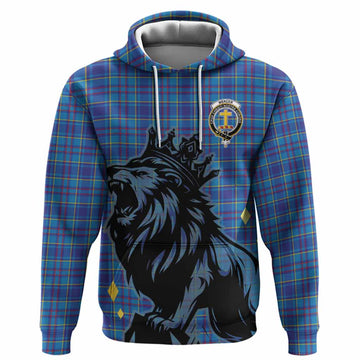 Mercer Tartan Family Crest Hoodie Crowned Lion Roaring