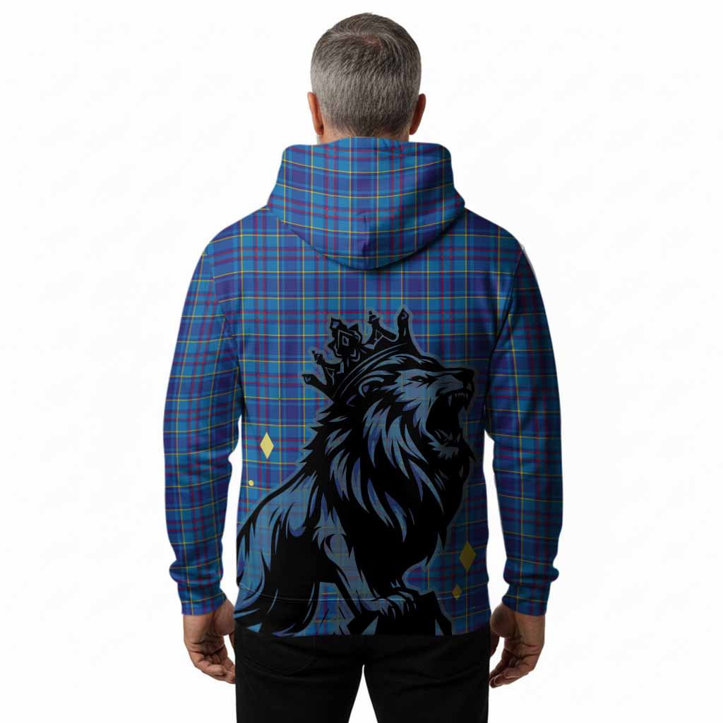 Mercer Tartan Family Crest Hoodie Crowned Lion Roaring