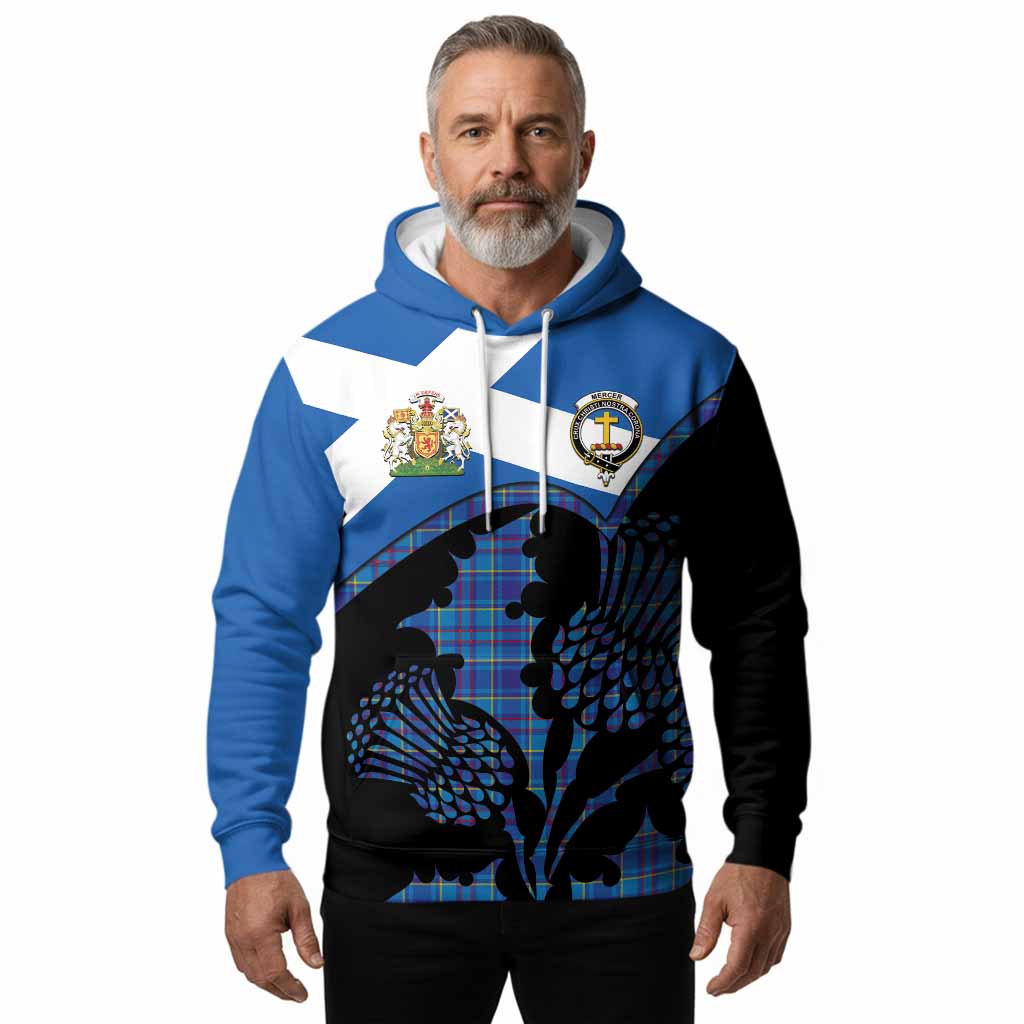Mercer Tartan Family Crest Hoodie Scotland Thistle Floral Flag Style