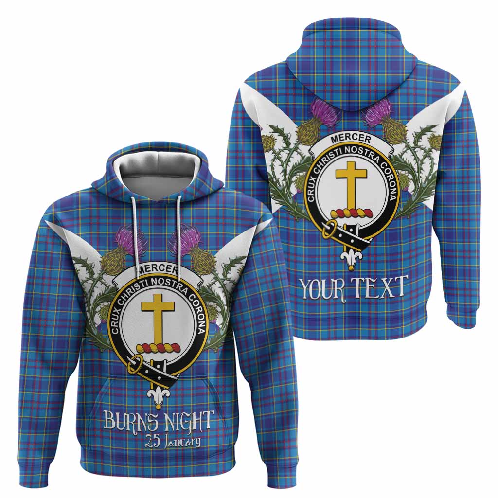 Mercer Tartan Family Crest Hoodie Scottish Burns Night Thistle Floral