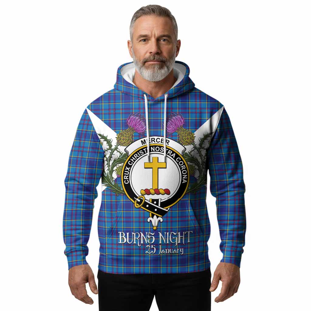 Mercer Tartan Family Crest Hoodie Scottish Burns Night Thistle Floral
