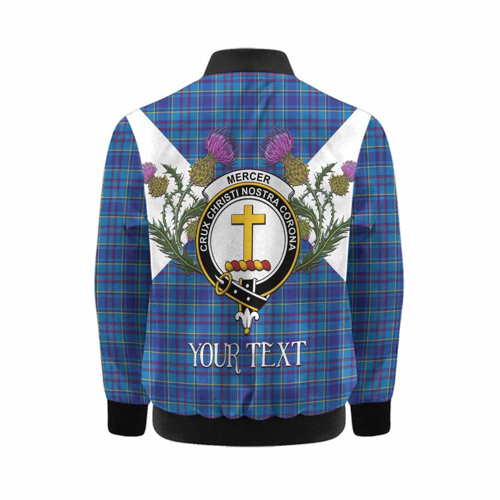 Mercer Tartan Family Crest Kid Bomber Jacket Scottish Burns Night Thistle Floral