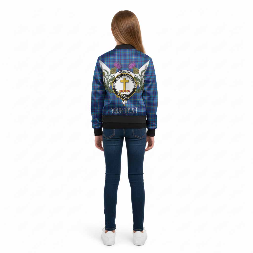 Mercer Tartan Family Crest Kid Bomber Jacket Scottish Burns Night Thistle Floral