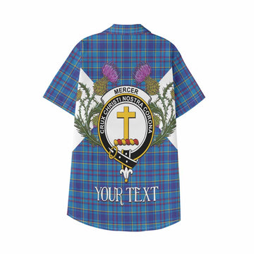 Mercer Tartan Family Crest Kid Hawaiian Shirt Scottish Burns Night Thistle Floral