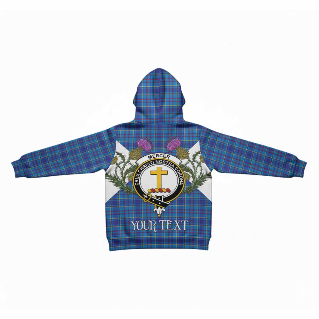 Mercer Tartan Family Crest Kid Hoodie Scottish Burns Night Thistle Floral