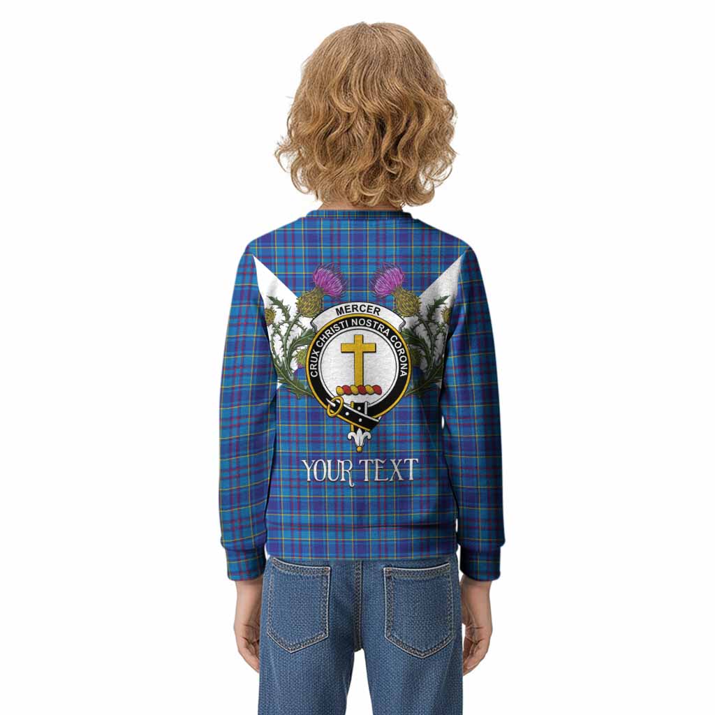 Mercer Tartan Family Crest Kid Knitted Sweatshirt Scottish Burns Night Thistle Floral