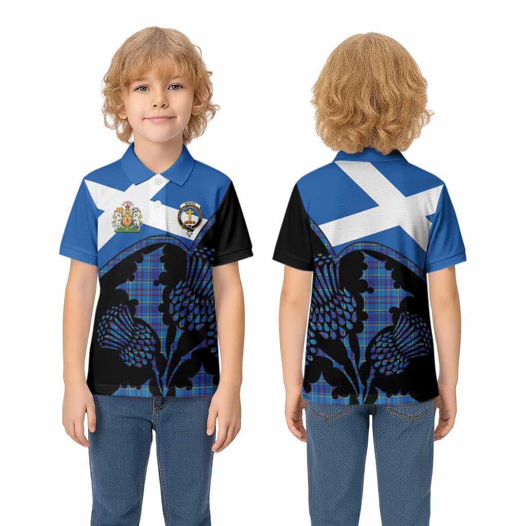 Mercer Tartan Family Crest Kid Polo Shirt Scotland Thistle Floral Flag Style