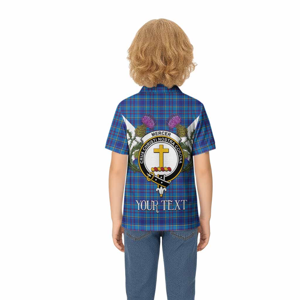 Mercer Tartan Family Crest Kid Polo Shirt Scottish Burns Night Thistle Floral