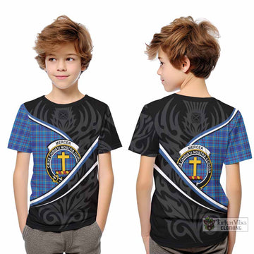 Mercer Tartan Family Crest Kid T-shirt Celtic Scottish Thistle Floral
