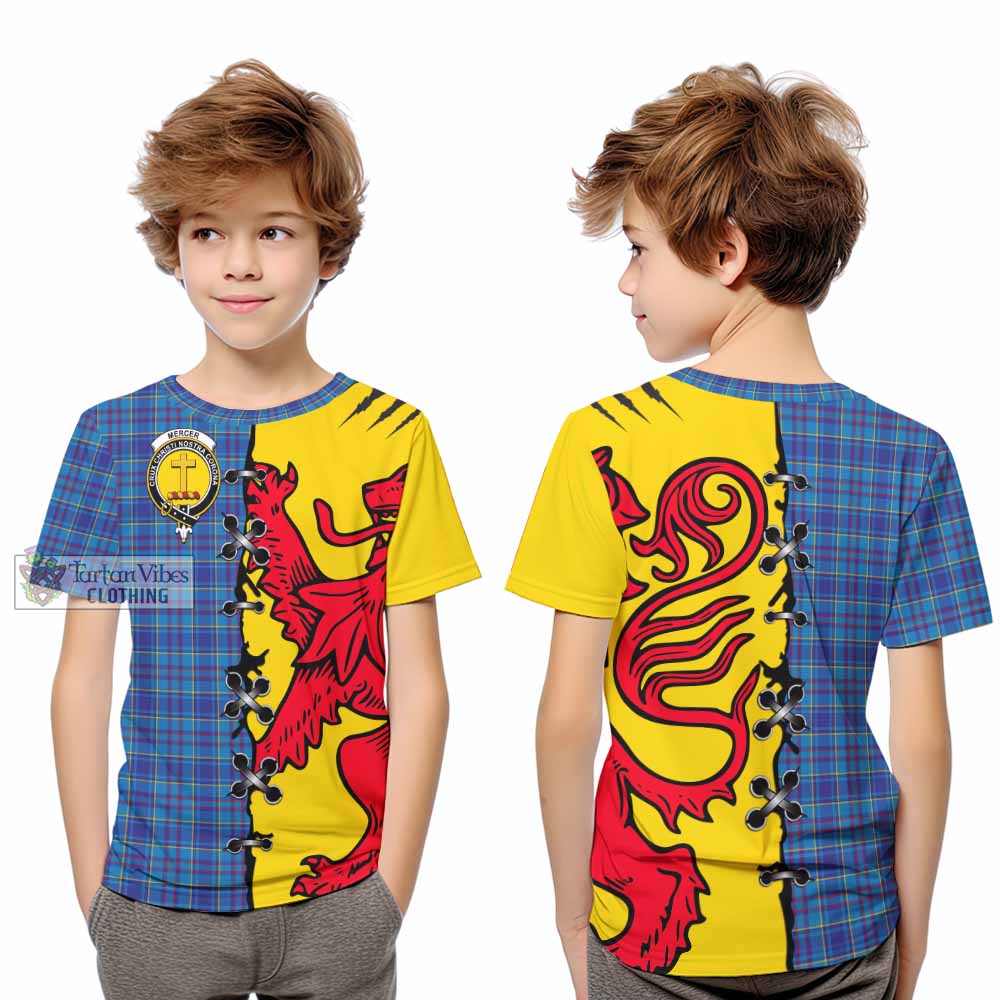 Mercer Tartan Family Crest Kid T-shirt Lion Rampant Honor - Tartan Vibes Clothing