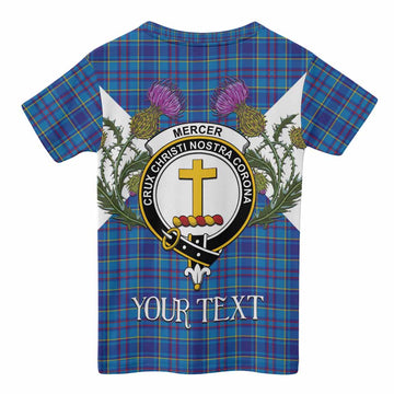 Mercer Tartan Family Crest Kid T-shirt Scottish Burns Night Thistle Floral