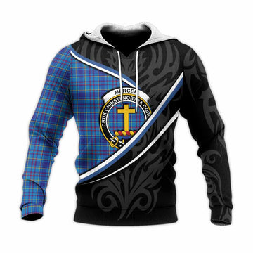 Mercer Tartan Family Crest Knitted Hoodie Celtic Scottish Thistle Floral - Tartan Vibes Clothing