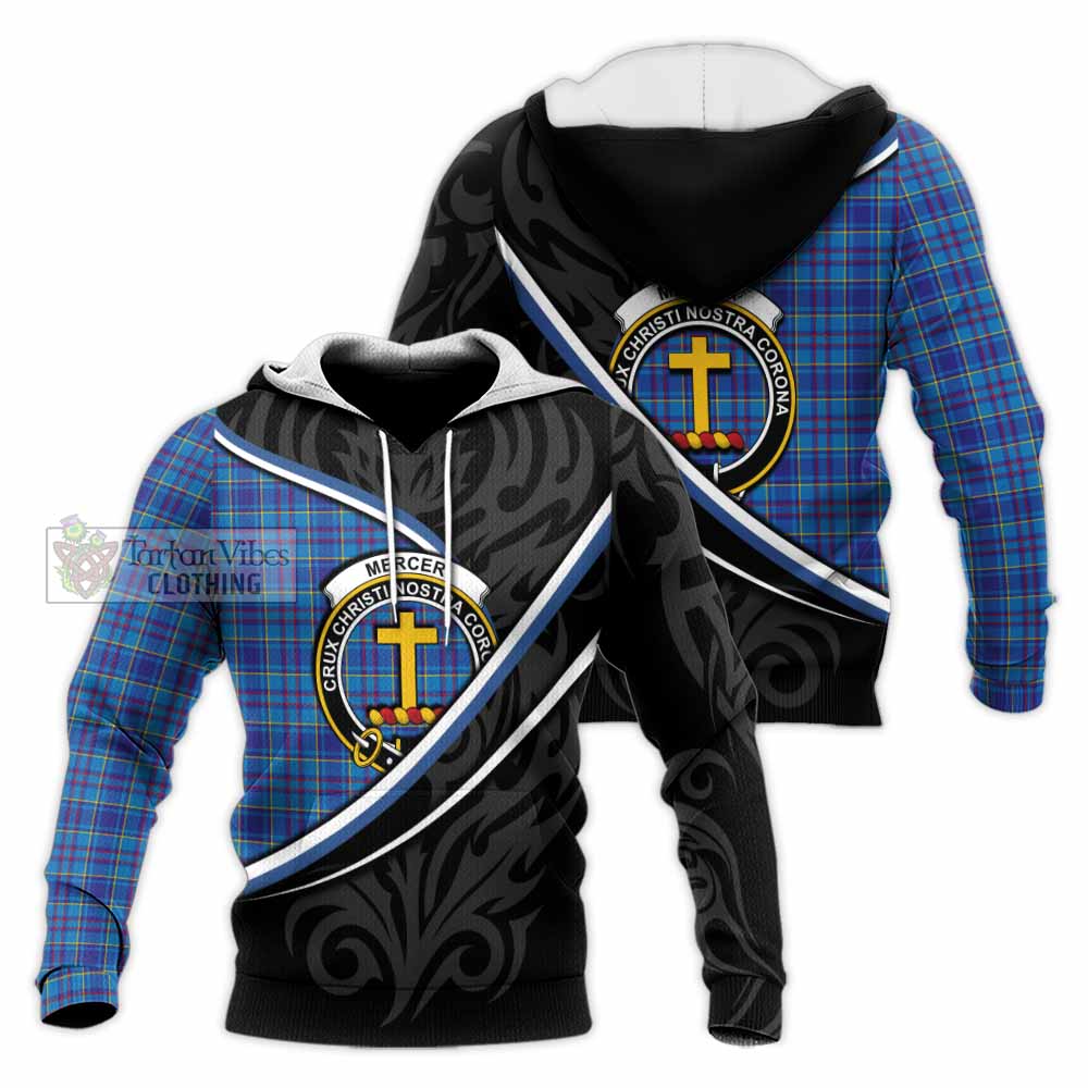 Mercer Tartan Family Crest Knitted Hoodie Celtic Scottish Thistle Floral - Tartan Vibes Clothing