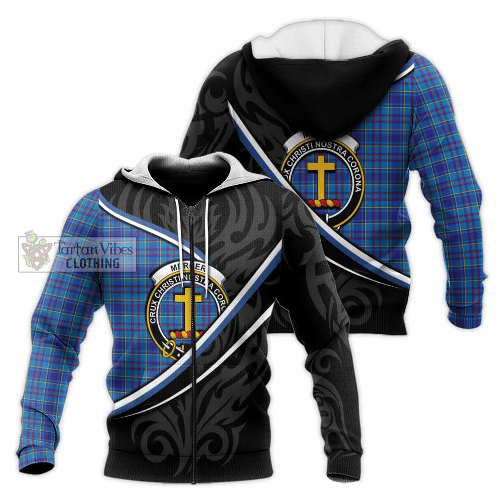 Mercer Tartan Family Crest Knitted Hoodie Celtic Scottish Thistle Floral - Tartan Vibes Clothing