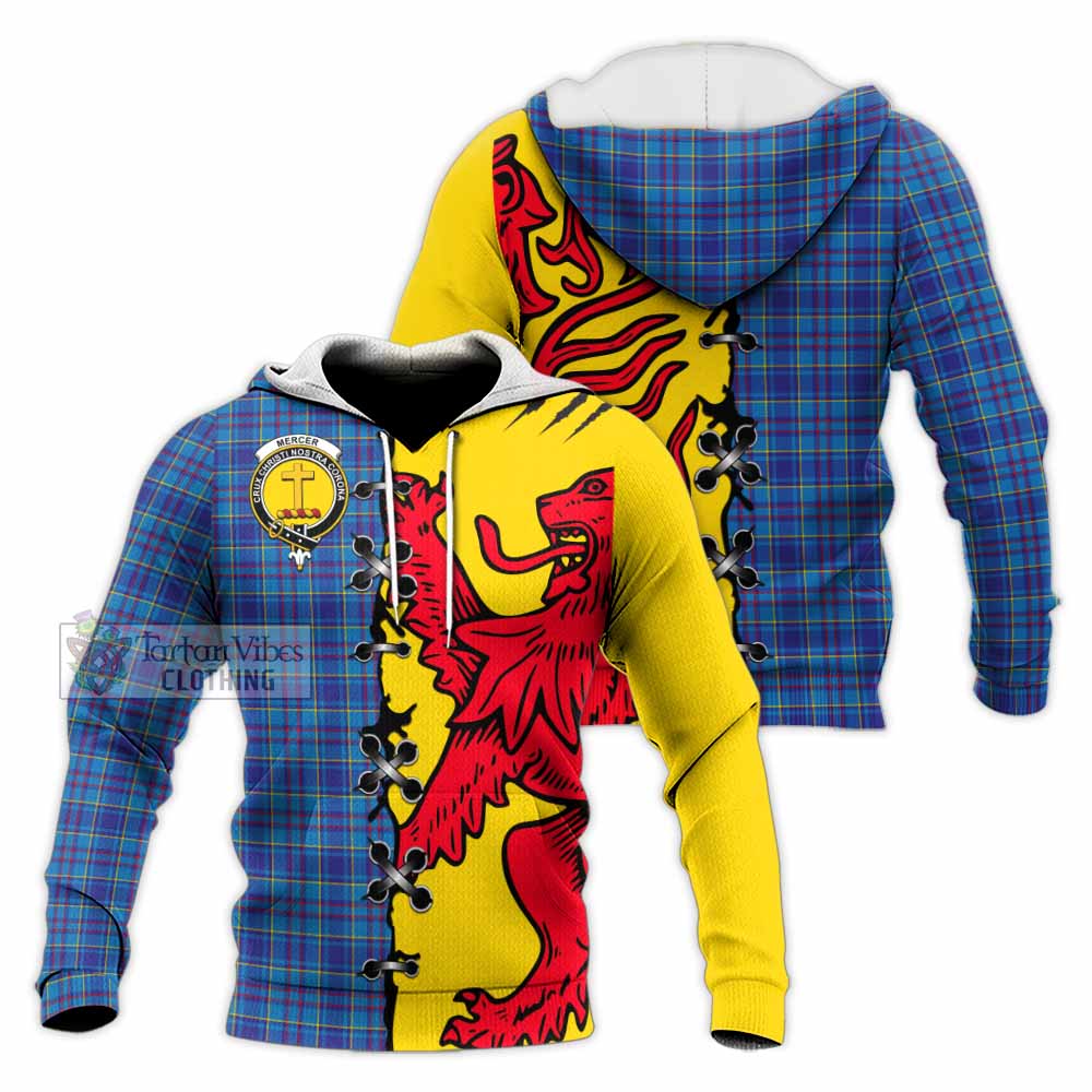 Mercer Tartan Family Crest Knitted Hoodie Lion Rampant Honor - Tartan Vibes Clothing