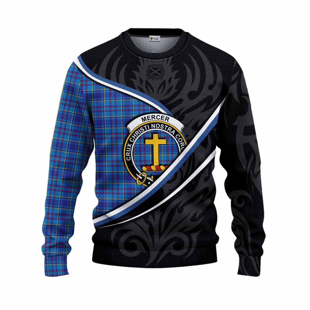 Mercer Tartan Family Crest Knitted Sweater Celtic Scottish Thistle Floral - Tartan Vibes Clothing